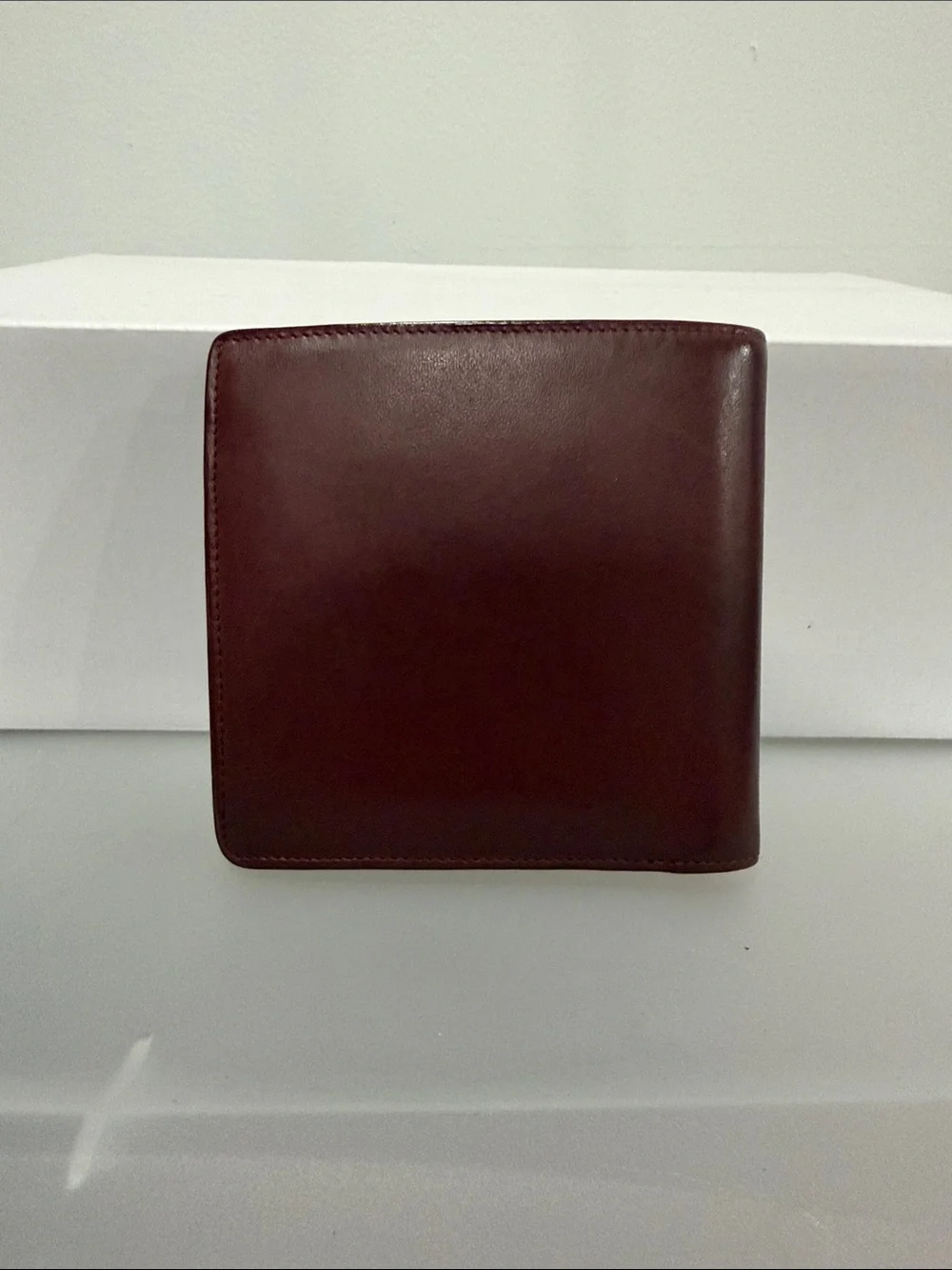 Cartier Must de Cartier Leather Bifold Wallet in Burgundy with Gold Corners